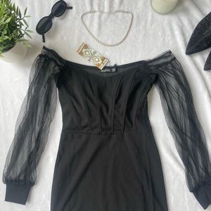 Boohoo black corset mini dress